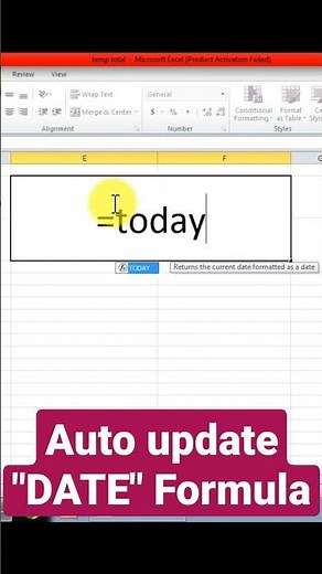 Auto update Date formula in excel