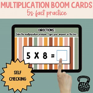 Multiplication Fact Practice Boom Cards // 5s Multiplication Facts