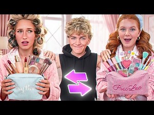 i SWAPPED Makeup Bags With My SiSTERS *GONE WRONG* 👛 💄