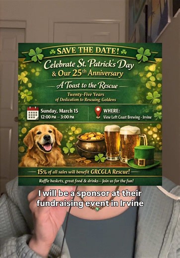 So excited to be a sponsor for Golden Retriever Club of Greater Los Angeles Rescue! They're the oldest golden retriever rescue in Southern California, celebrating 25 years of helping dogs find their forever homes 💛 If you're in the area, come hang @Leftcoastbrewco in Irvine on March 15 from 12-3 PM. Would love to see you there!🍻