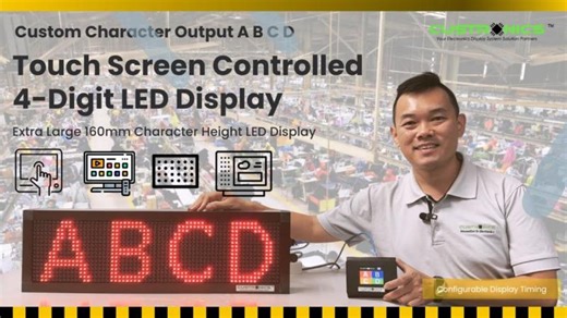 LED Display Malaysia | Touch Screen Controlled 4-Digit Industrial LED Display | Custronics | LED Display Design Manufacturer l JT Techtronics Sdn Bhd l Customization l Integration l IoT4.0