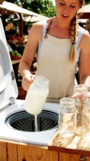 Selling buttermilk from a washing machine. #buttermilk #selling #funnyshorts