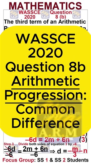WASSCE 2020 Maths Q8b | Sequences and Series | Find Common Difference in AP | WAEC Mathematics
