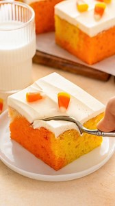 19K views · 49 reactions | Candy corn haters — keep scrolling. This festive candy corn cake is made with real candy corn for the best true flavor! ✨李 Swirled in candy corn colors, this soft and moist poke cake is soaked with a candy corn-infused syrup, then topped off with a luscious whipped cream cheese frosting. 襤 It’s the perfect easy-to-make Halloween cake — so tasty and festive for a Halloween party! Cake recipe is in the comments below! | The Novice Chef | Facebook