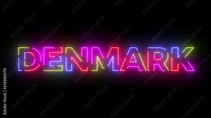 Denmark text. Laser vintage effect. Infinite loopable 4K animation