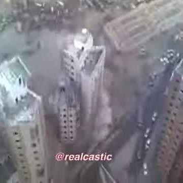 Funny fat guy falls of chair and breaks whole building