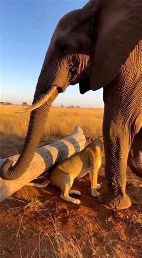The elephant saves the lioness, but will she return the favor?