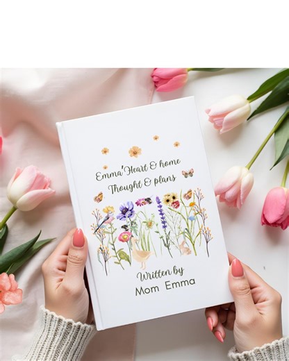 Custom Named Floral Hard Cover Journal, Aesthetic Wildflower, Mother Day Gift Thought and Plans Diary Matte Finish. Meadow Journal - Etsy