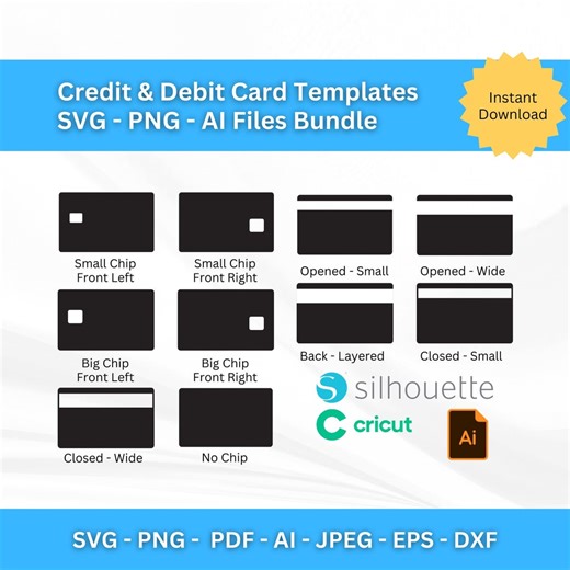Credit Card Skin SVG: Debit Card Templates, Cricut and Silhouette Svg Files, Bank Card Cover Svg, Money Card Sublimation Design File - Etsy