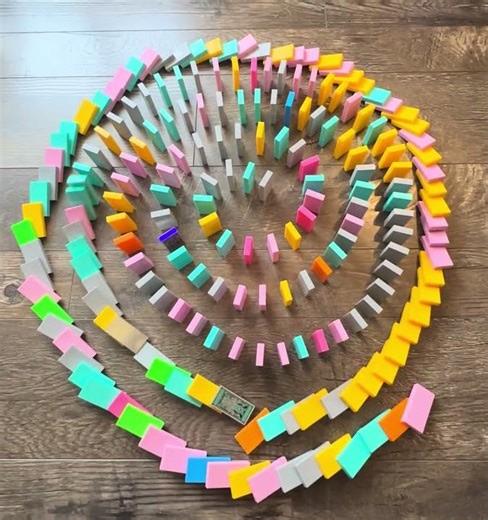 Dominoes Falling: The Spiral #satisfying #dominoeffect #dominoesfalling #toys #relaxing #fun
