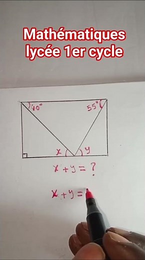 Peux-tu trouver x + y dans ce rectangle ? #angle Z #astuces angle alterne inetrne #mathematica