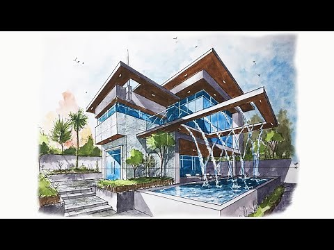 HOW TO DRAW IN 2 POINT PERSPECTIVE WITH RENDERING TUTORIAL.