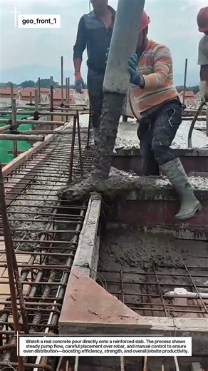 Precision Concrete Pouring Over Rebar | Real On-Site Construction Work