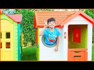 Jason Pretend Sell Fruits and Vegetables in Playhouse for Kids