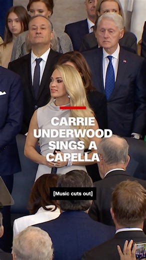 Carrie Underwood sings "America the Beautiful" following President Donald Trump's inaugural address. The country music star performed a capella after there appeared to be an issue with the music. | CNN