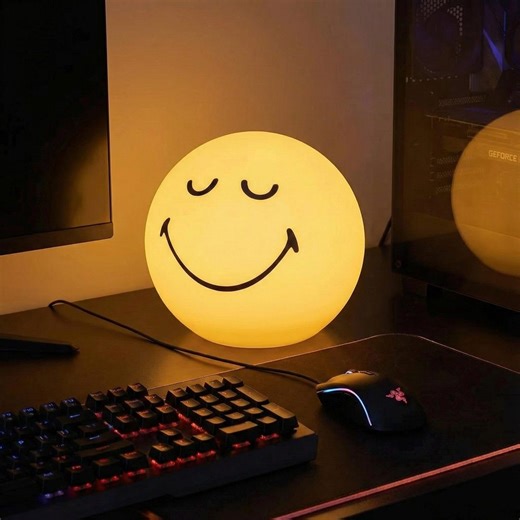 Smiley Face Night Light Emoji Lamp – USB Rechargeable Mood Light for Kids, Bedroom, Nursery, Game Room Decor, Soft Yellow LED - Etsy