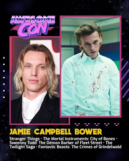 🩸 AWESOME CON JUST GOT STRANGER 🩸 Jamie Campbell Bower—best known for Stranger Things, The Mortal Instruments: City of Bones, Sweeney Todd: The Demon Barber of Fleet Street, The Twilight Saga, Fantastic Beasts: The Crimes of Grindelwald, and more—is coming to Awesome Con in March! He will appear on SATURDAY & SUNDAY 🎟️ Buy Badges >> awesome-con.com/badges 📸 Photo Ops & Autographs >> awesome-con.com/autographs-photo-ops 🏨 Book Your Hotel >> awesome-con.com/travel Awesome Con is Washington DC