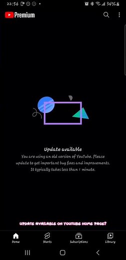 How to fix "Update available" on YouTube home page (only for YouTube version 17.33 or newer)