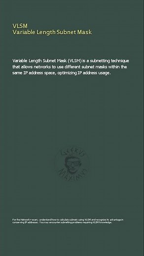 VLSM Variable Length Subnet Mask - Network+