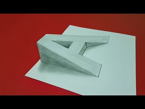 Dessiner lettre A en 3D , illusion d'optique facile