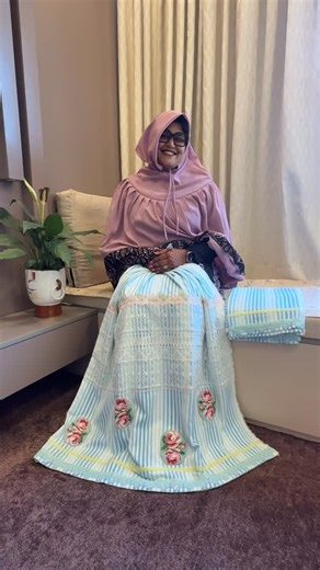 Qamash | Ridas | Mumbai | on Instagram: "Blue Popcorn Cross stitch ❤️ Gorgeous ✨ ~ by QAMASH ✨🫶🏻 Shop now ❤️ For orders DM us @qamashthefabricstory or WhatsApp us.. Address - F-72,El-Ezz,Bhendi Bazar,Mumbai 400003 #ridasale#ridadrsigner#qamashrida"