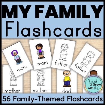 Family Members Picture Word Flashcards Writing Center Word Work ESL & Preschool