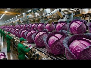 Inside a Japanese Purple Cabbage Factory: From Farm to Supermarket (Full Process)
