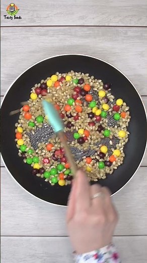 Skittles Popcorn Recipe | Rainbow Popcorn Recipe | Tasty Foods | #shorts