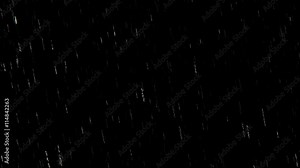 Falling raindrops footage animation in slow motion on black background, black and white luminance matte, rain animation with start and end, perfect for film, digital composition, projection mapping