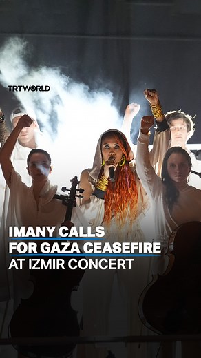 13K views · 1.1K reactions | French singer Imany showed support for Palestine, urging the audience at her concert in Türkiye's Izmir on June 5 to put their fists up to demand a ceasefire in Gaza. The audience supported the call by raising their fists and applauding. | TRT World | Facebook