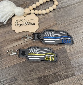 Personalized Thin Line Flag Keychain - Police Badge Number TBL Law Enforcement Trooper Deputy Officer Gift Back Blue Dispatch Fire Red Gold - Etsy