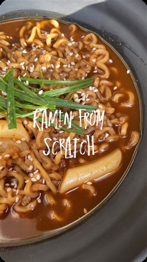 Cookingcure on Instagram: "15 Min Ramen at home 🍜 Ingredients: Water 2 cups Onion 1 Red chilli 2-3 Ginger 1 tbsp Garlic 1 tbsp Soya sauce 4 tbsp Hot sauce 1/2 tbsp Chilli oil 1 tbsp Pepper corns 1/4 tsp Sugar 1/4 tsp Chicken cube 1 Noodle cake 1 Method: In water add your aromatics and spices and let it simmer for 10 mins. When broth reduce to almost half, add your noodles and rice cake(optional). Let your noodles cook for 7-8 mins and serve with your favourite toppings! Dumplings, momos, chicke