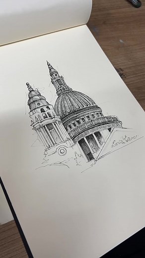 Random Architectural Sketches - Traditional Art Challenge