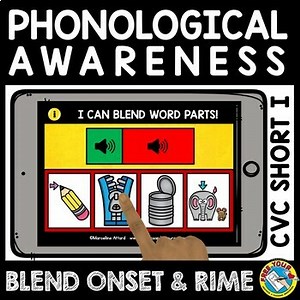 BLENDING CVC WORDS ONSET AND RIME BOOM CARDS PHONOLOGICAL AWARENESS DIGITAL GAME