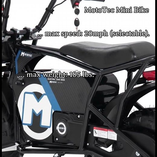 MotoTec 48v 1000w Electric Powered Mini Bike Black
