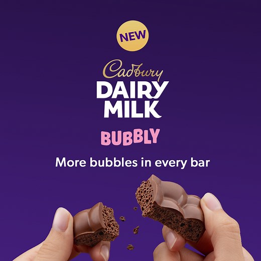 540 reactions | Classic creamy chocolate now with light, airy bubbles in every bite New Cadbury Bubbly | Cadbury Dairy Milk | Facebook