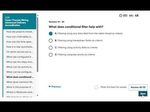 Process Mining Advanced Delivery Accreditation Exam answers