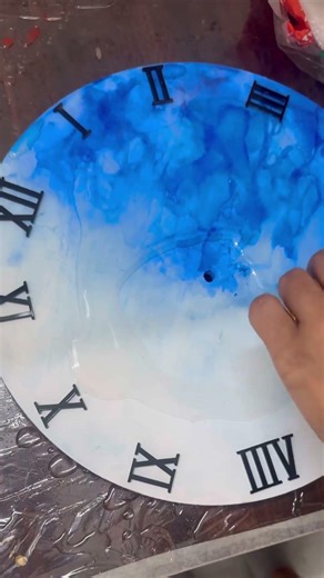 Alcohol ink and resin wall clock