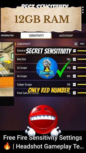FF BEST SENSITIVITY SETTINGS 🔥 #booyah #freefire #senstivitysetting #sensitivity #sensi #dpifree
