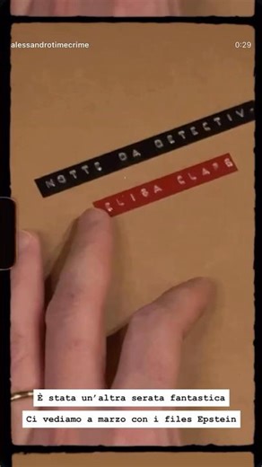 Grazie a tutti! Ci vediamo a marzo con i files Epstein