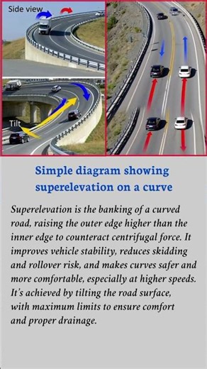 simple diagram showing superelevation on a curve—#superelevation #curv #road
