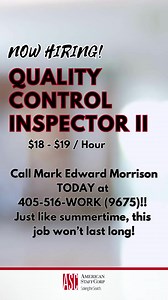 QUALITY CONTROL INSPECTOR II • Temp-to-Hire / Full Time •...
