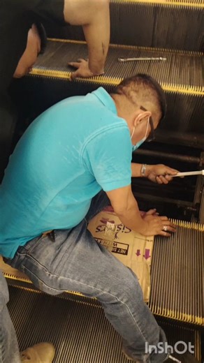 "He call the technician to help him herein escalator?