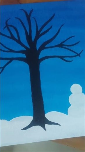 Easy Winter Painting ❄️ | Snowman & Tree Acrylic Tutorial for Beginners #winterpainting