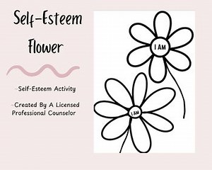 Positive Self-Talk Flower Worksheet: Self-Esteem Activity- SEL- Mindfulness