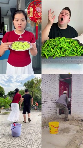Water Poured on a Boy’s Head While a Man Eating Mung Beans Looks Shocked! 💧😂