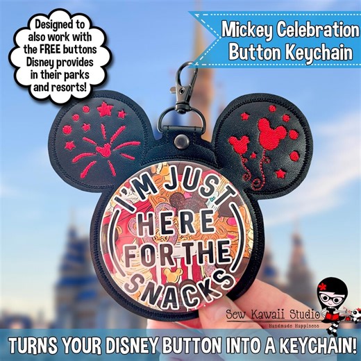 Mickey Celebration Button Keychain, Button Holder, Button Display, Park Backpack Accessory: Black Faux Leather With Red - Etsy