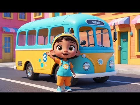 Wheels on the Bus Wash | Baby Cleans the Dirty Bus with Colors | Fun Nursery Rhyme for Kids