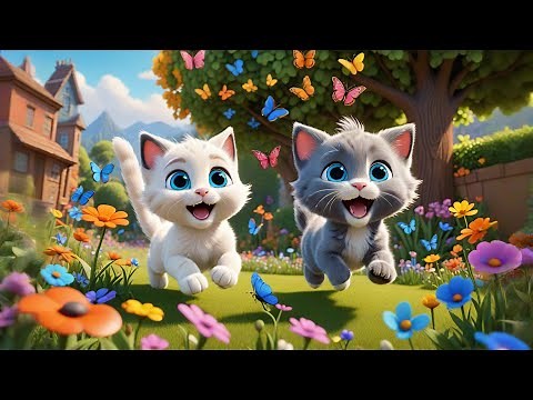 Five Little Kittens Say Meow Meow Meow | Fun Cat Song for Kids | Learn Animal Sounds & Counting