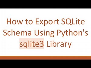 How to Export SQLite Schema Using Python's sqlite3 Library